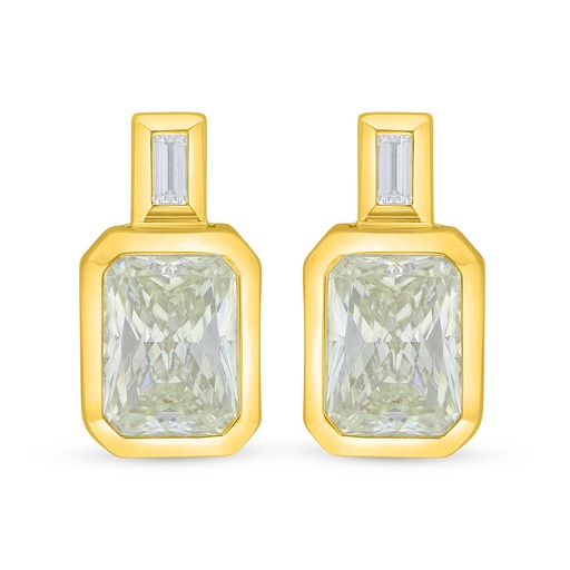 [EAR02CIT00WCZD118] Sterling Silver 925 Earring Golden Plated Embedded With Yellow Diamond And White Zircon