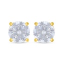 Sterling Silver 925 Earring Golden Plated Embedded With White Zircon