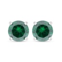 Sterling Silver 925 Earring Rhodium Plated Embedded With Emerald Zircon 