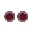 Sterling Silver 925 Earring Rhodium Plated Embedded With Ruby Corundum 