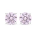 Sterling Silver 925 Earring Rhodium Plated Embedded With Pink Zircon 