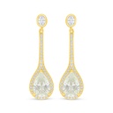 Sterling Silver 925 Earring Golden Plated Embedded With Yellow Diamond And White Zircon