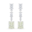 Sterling Silver 925 Earring Rhodium Plated Embedded With Yellow Diamond And White Zircon