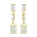 Sterling Silver 925 Earring Golden Plated Embedded With Yellow Diamond And White Zircon