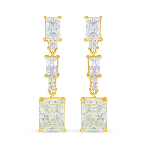 [EAR02CIT00WCZD122] Sterling Silver 925 Earring Golden Plated Embedded With Yellow Diamond And White Zircon