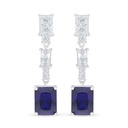 Sterling Silver 925 Earring Rhodium Plated Embedded With Sapphire Corundum And White Zircon