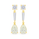 Sterling Silver 925 Earring Golden Plated Embedded With Yellow Diamond And White Zircon