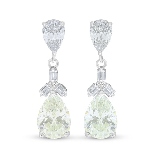 [EAR01CIT00WCZD124] Sterling Silver 925 Earring Rhodium Plated Embedded With Yellow Diamond And White Zircon