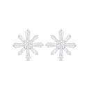 Sterling Silver 925 Earring Rhodium Plated Embedded With White Zircon