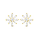 Sterling Silver 925 Earring Golden Plated Embedded With White Zircon