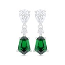 Sterling Silver 925 Earring Rhodium Plated Embedded With Emerald Zircon And White Zircon