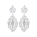 Sterling Silver 925 Earring Rhodium Plated Embedded With Yellow Diamond And White Zircon