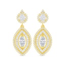 Sterling Silver 925 Earring Golden Plated Embedded With Yellow Diamond And White Zircon