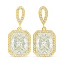 Sterling Silver 925 Earring Golden Plated Embedded With Yellow Diamond And White Zircon