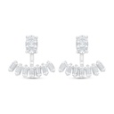 Sterling Silver 925 Earring Rhodium Plated Embedded With White Zircon