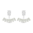 Sterling Silver 925 Earring Rhodium Plated Embedded With Yellow Diamond And White Zircon