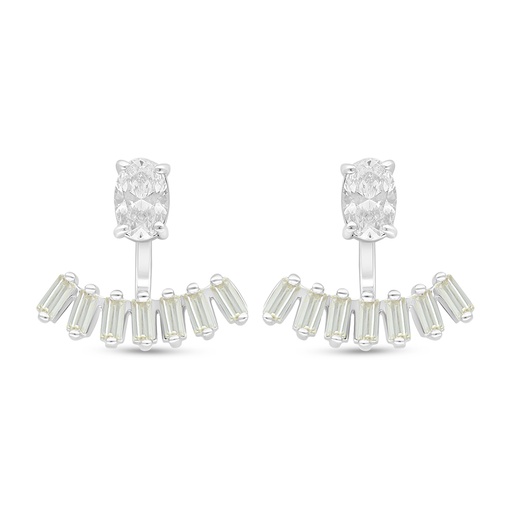 [EAR01CIT00WCZD148] Sterling Silver 925 Earring Rhodium Plated Embedded With Yellow Diamond And White Zircon