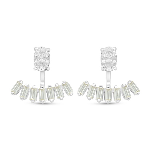 [EAR01CIT00WCZD148] Sterling Silver 925 Earring Rhodium Plated Embedded With Yellow Diamond And White Zircon