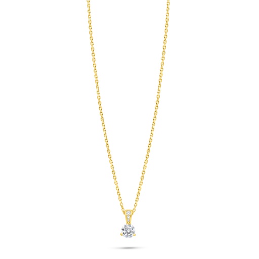 [NCL02WCZ00000C147] Sterling Silver 925 Necklace Golden Plated Embedded With White Zircon