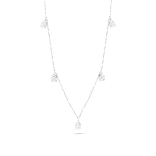 [NCL01WCZ00000C153] Sterling Silver 925 Necklace Rhodium Plated Embedded With White Zircon