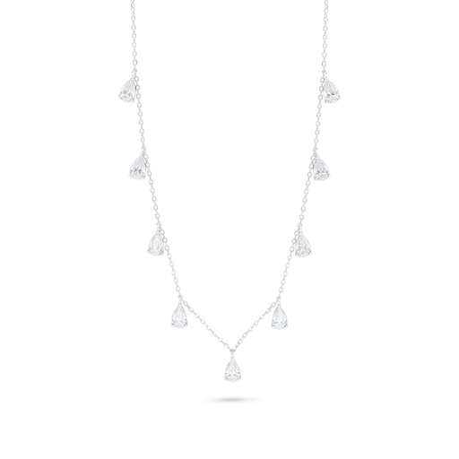 [NCL01WCZ00000C158] Sterling Silver 925 Necklace Rhodium Plated Embedded With White Zircon