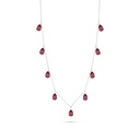 Sterling Silver 925 Necklace Rhodium Plated Embedded With Ruby Corundum 