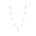 Sterling Silver 925 Necklace Rhodium Plated Embedded With Pink Zircon 