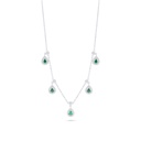 Sterling Silver 925 Necklace Rhodium Plated Embedded With Emerald Zircon And White Zircon