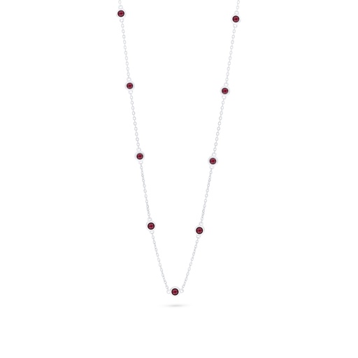 [NCL01RUB00000C162] Sterling Silver 925 Necklace Rhodium Plated Embedded With Ruby Corundum 