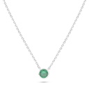 Sterling Silver 925 Necklace Rhodium Plated Embedded With Emerald Zircon 