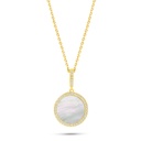 Sterling Silver 925 Necklace Golden Plated Embedded With White Shell And White Zircon