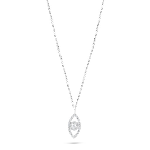 [NCL01WCZ00000C176] Sterling Silver 925 Necklace Rhodium Plated Embedded With White Zircon