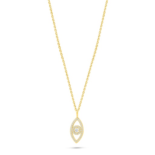 [NCL02WCZ00000C176] Sterling Silver 925 Necklace Golden Plated Embedded With White Zircon