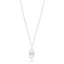 Sterling Silver 925 Necklace Rhodium Plated Embedded With Yellow Diamond And White Zircon