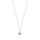 Sterling Silver 925 Necklace Rhodium Plated Embedded With Emerald Zircon And White Zircon