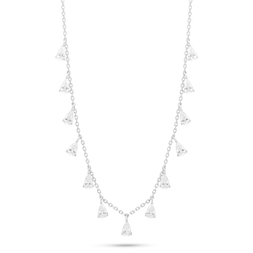 [NCL01WCZ00000C178] Sterling Silver 925 Necklace Rhodium Plated Embedded With White Zircon