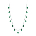 Sterling Silver 925 Necklace Rhodium Plated Embedded With Emerald Zircon 