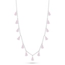 Sterling Silver 925 Necklace Rhodium Plated Embedded With Pink Zircon 