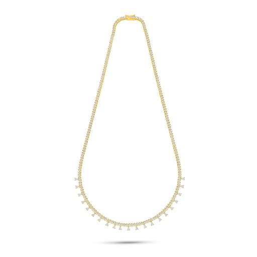 [NCL02WCZ00000C181] Sterling Silver 925 Necklace Golden Plated Embedded With White Zircon