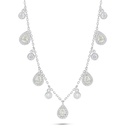 Sterling Silver 925 Necklace Rhodium Plated Embedded With Yellow Diamond And White Zircon