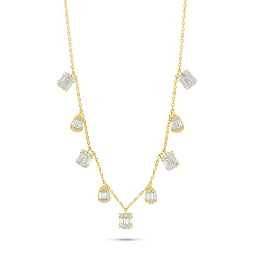 [NCL02WCZ00000C193] Sterling Silver 925 Necklace Golden Plated Embedded With White Zircon