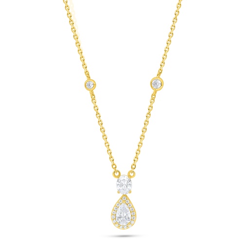 [NCL02WCZ00000C209] Sterling Silver 925 Necklace Golden Plated Embedded With White Zircon