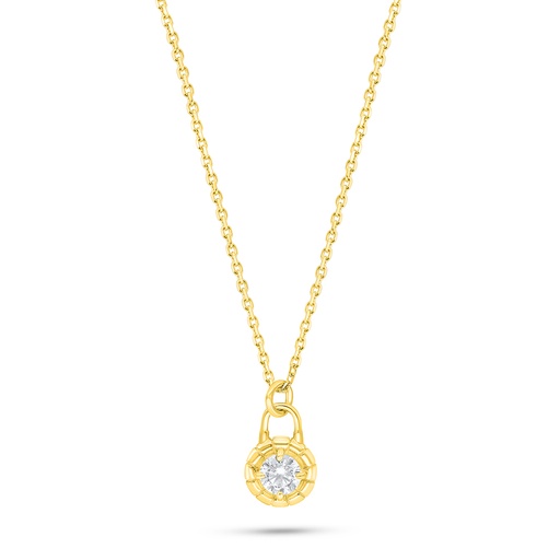 [NCL02WCZ00000C210] Sterling Silver 925 Necklace Golden Plated Embedded With White Zircon