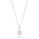 Sterling Silver 925 Necklace Rhodium Plated Embedded With Yellow Diamond 