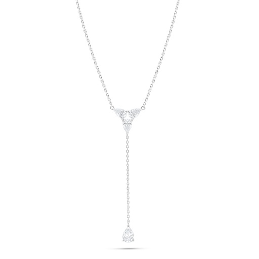 [NCL01WCZ00000C211] Sterling Silver 925 Necklace Rhodium Plated Embedded With White Zircon