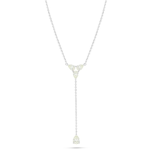 [NCL01CIT00000C211] Sterling Silver 925 Necklace Rhodium Plated Embedded With Yellow Diamond 