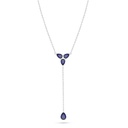 Sterling Silver 925 Necklace Rhodium Plated Embedded With Sapphire Corundum 