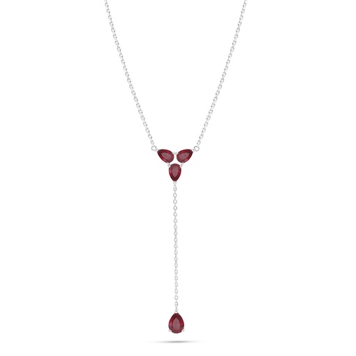 [NCL01RUB00000C211] Sterling Silver 925 Necklace Rhodium Plated Embedded With Ruby Corundum 