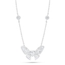 Sterling Silver 925 Necklace Rhodium Plated Embedded With White Zircon