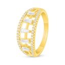 Sterling Silver 925 Ring Golden Plated Embedded With White Zircon